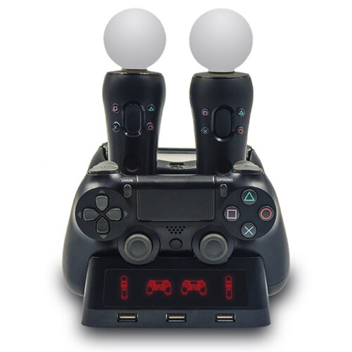 4 in 1 Controller Charging Dock Station Stand for  PS4 PSVR VR Move Quad Charger for PS MOVE Controller 2