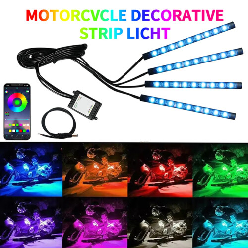 72LED APP Remote Motorcycle Atmosphere Light Decorative Ambient Neon Light Strip 12V for 2