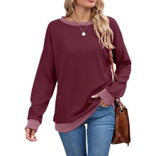 Übergroßes Damen-Sweatshirt mit Rundhalsausschnitt,-Burgund S