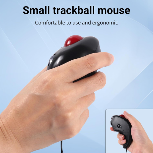 Thumb-Controlled Handheld Wired Trackball Mice Mouse 1