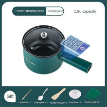 (110VGreen2plugs USA) Multifunction Electric Cooking Machine 1.8L Electric Hot Pot Soup Porridge Cooking Machine Non-stick
