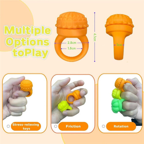 Silicone Fidget Spinner Ring for Stress Relief with 12 Texture Caps & Click Feature, Focus Aid for Work & Study 2