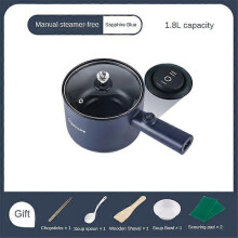(220V blue Manual EU) Multifunction Electric Cooking Machine 1.8L Electric Hot Pot Soup Porridge Cooking Machine Non-stick