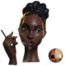 (B) Stylish Head Incense Burner Black Woman - New Arrival on Amazon