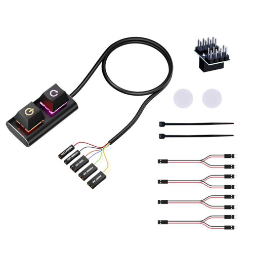 Internet Cafe Computer Desktop Aluminum  Button External PC Power  Reset Button with USB Port LED Indicator 1