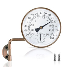 4 Inch Brass Outdoor Thermometer, Outside Decorative Thermometer for Patio, Window, Greenhouse, Garage