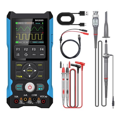 SK202D Handheld Oscilloscope Multimeter,80MHz Bandwidth,200MS/S Sampling Rate,6000 Counts Voltage,Current,Capacitor Test