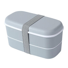 (Grey) Food Container 2 Layer Heat Resistant Microwaveable Safe Multifunctional Food Container for Outdoor