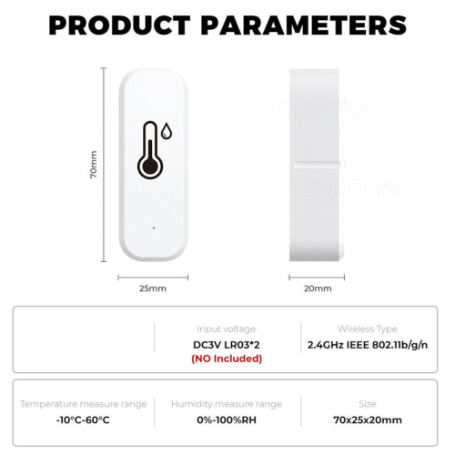 WiFi Temperatuur- en Vochtigheids-Hygrometersensor, 3x 2