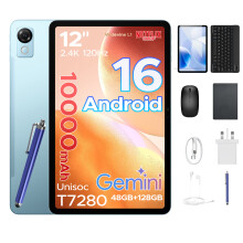 Aorlym P12 12 Inch Tablet, Tablet Android 16, 48GB RAM+128GB ROM/2TB TF, T7280 Octa-core, Gemini AI, IPS 2.4K 120Hz Display, 10000mAh/18W, 5G WiFi