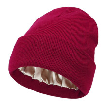 Lämmin silkkivuorillinen neulemyssy talvikiharille hiuksille, ei sähköisyyttä, ei pörröisyyttä, ei sotkuja, kylmät aamut 25-26 cm, v