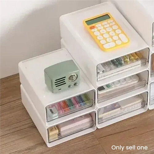 Desktop Transparent Storage Box with Drawer Office Document Storage Sundries Holder Stationery Stackable Desktop 1
