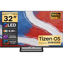 Antteq 32 inch Smart TV, FHD QLED TV Central Stand Design Tizen OS Television with AppleTV+ Netflix Freeview Gaming Hub