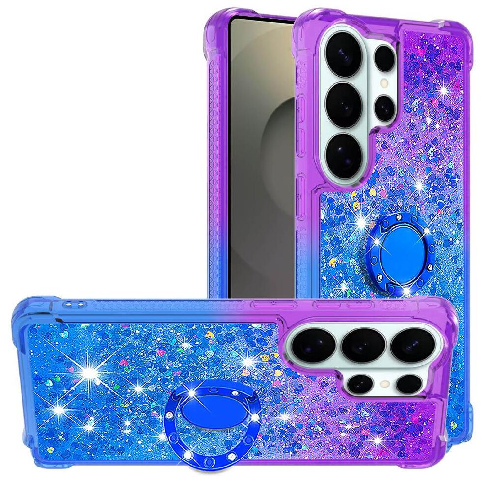Photos - Case   for Samsung Galaxy S26 Ultra 360 Rotating Ring Holder Shockproof Protective Cover Glitter Gradient(blue Purplish)