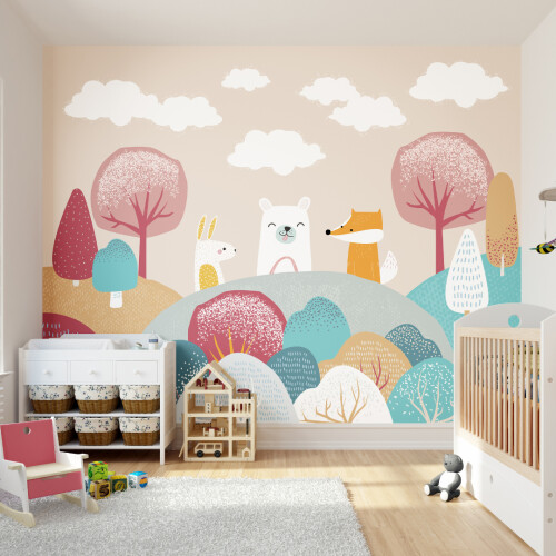 (Medium (3m X 2.4m)) Woodland Animals Orange