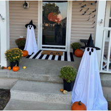 Standing Ghost with Hat Battery Operated Home Use for Yard Porch Garden Party Display Halloween Decorations Outdoor 2 PCS