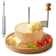 Cheese Curler Wheel:Shaver for Tête de Moine/Chocolate,Stainless Steel Blade & Wood Base for Cheese Boards/Desserts
