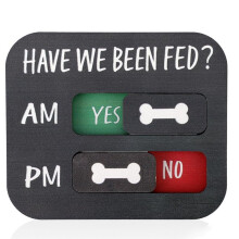 Cat and Dog Feeding Reminder Sign with AM/PM Pet Feeding Chart, Sliding Sign to Prevent Overfeeding B