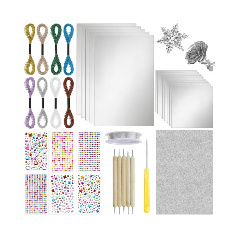 Aluminum Crafts Kits, 25 Sheets Foil Sheets, Decorative Metal Sheet Embossing Tools, Shimmer Crafting Accessory Silver 6034170067420