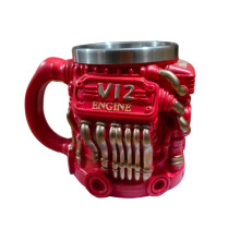 V12 Engines Stainless Steel Coffee Mug,Outdoor Cup Car Engine Coffee Cup with Insulated Handle for Car Lovers Gift Red