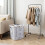 Living And Home Collapsible Portable Laundry Basket, Grey 2