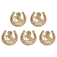 Unpainted Wooden Horseshoe Shape Fridge Magnet 2026 Year-5 pack