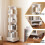 4 Layers Rotating Bookshelf Mobile Bookshelf with Single Drawer Rotatable Bookcase with Wheels for Study Room 4