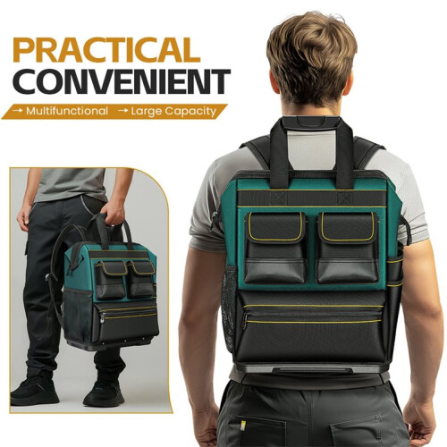Tool Backpack, Multi-Pocket, Large Capacity, Rubber Bottom, Multi-Functional Tool Storage Backpack 2
