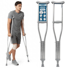 Underarm Crutches for Adults 2 Piece Adjustable Stainless Steel Crutches with Ergonomic Grip Anti Slip Rubber Base