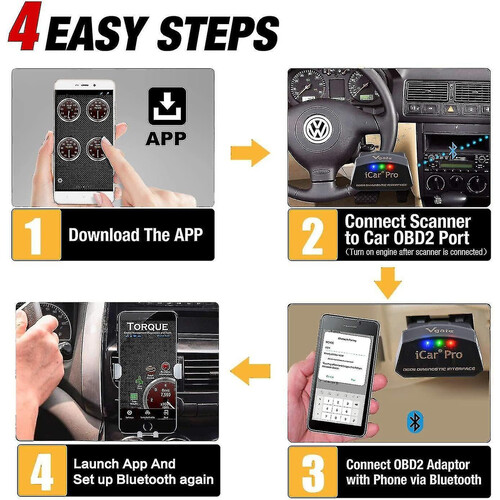Vgate Icar Pro Bluetooth 4.0 (ble) OBD2 feilkodeleser OBDII-kodeskanner bilkontrolllampe_M 2
