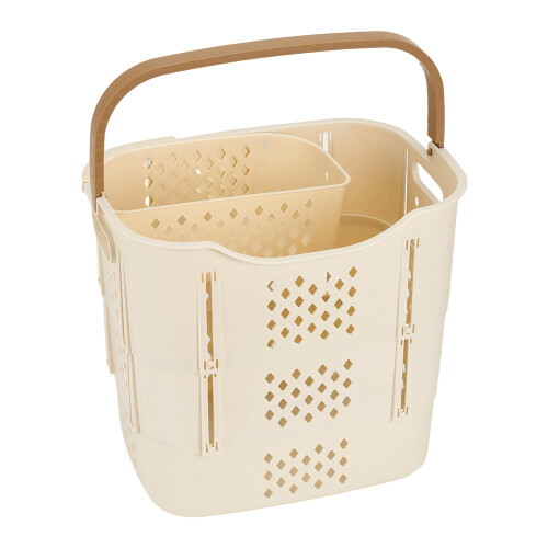 Living And Home Collapsible Portable Laundry Basket, Cream 2
