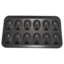 2 Packs Non-Stick Madeleine Pot, Baking Mold 12 with Shell Cake Baking Tray Chocolate Non-Stick Baking Tray, Used for Oven Baking Black