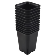 12PCS-Pack Black Square Plastic Succulent Plant Pot for Plant Flowers Cactus, Etc., Black Nursery Flower Pot