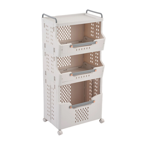 Living And Home 3-Tier Foldable Rolling Laundry Sorter Basket Storage Rack 2