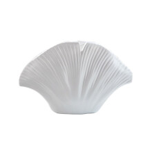 Resin Coastal Clam Shell Shape Flower Vases Home Decors-White