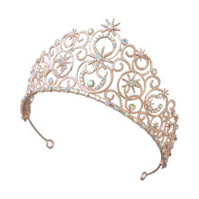 Hollow Crown Hairpiece Headpiece With Crystal-rose gold colored