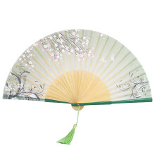 Elegant Handheld Bamboos Fan With Long Tassels Soft Fabric-01