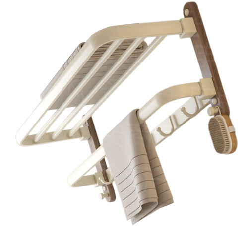 Solid Wood Wall Mounted Towel Stand With Moisture Resistant-4