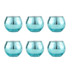 Teelichthalter aus Glas, Votivkerzenhalter,-Seeblau