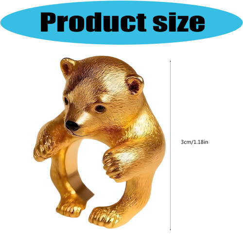 Unique 3D Bear Open Band Ring Fashion Accessory Alloy Texture 2
