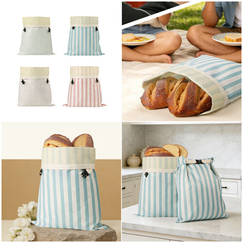 Practical Organic Bread Storage Bag with-Big pink stripes 2