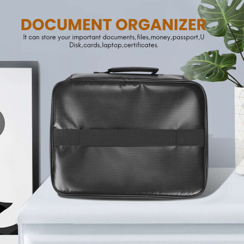 Organizer Bag Fireproof Document Bag with Lock Portable Filing Storage Box Holder for Document File Passport Certificate 2