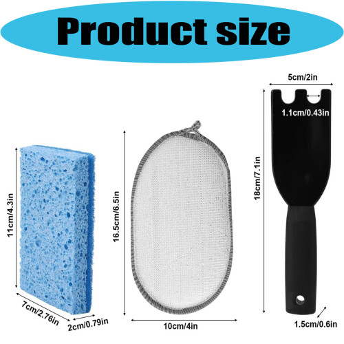 Grill Cleaning Sponge And Rust Proof Scraper Scouring Pad Set 2