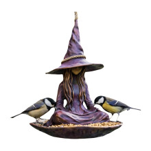 Hexen-Vogel-Futterstation, Statue aus Kunstharz,-1