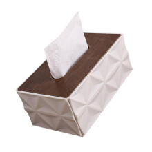 Elegante opbergdoos voor papieren zakdoekjes met houten-Wit