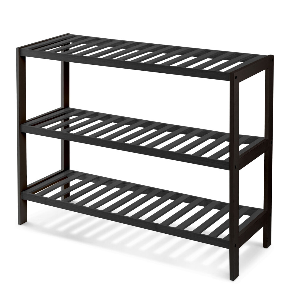 Keplin 3 Tier Natural Bamboo Shoe Rack, Easy Assembly B - Black/Black - Image 3