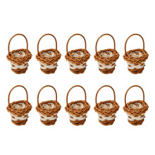 Set of 10 Mini Faux Rattan Baskets Handheld Gift-brown
