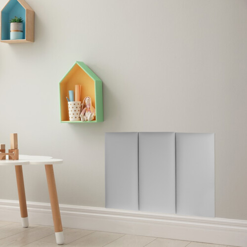 3Pcs Light Grey Soft PVC Wall Cushion Padding for Childrens Room 2