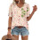Women's  Short Sleeve Button-Down V-Neck Shirts rSets -Multi XL 2