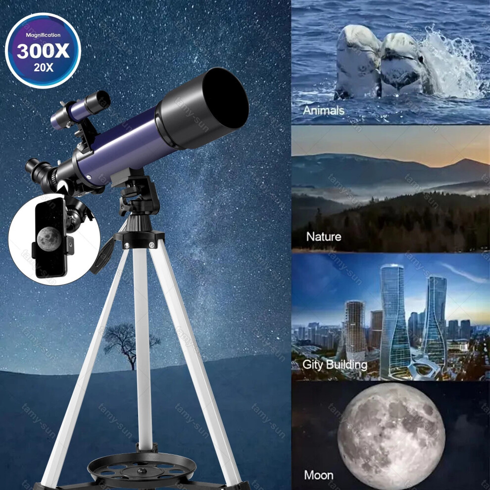 70Mm Refractor Telescope 400Mm Astronomy Telescope 20-300X With Tripod Phone Adapter 5089000901239